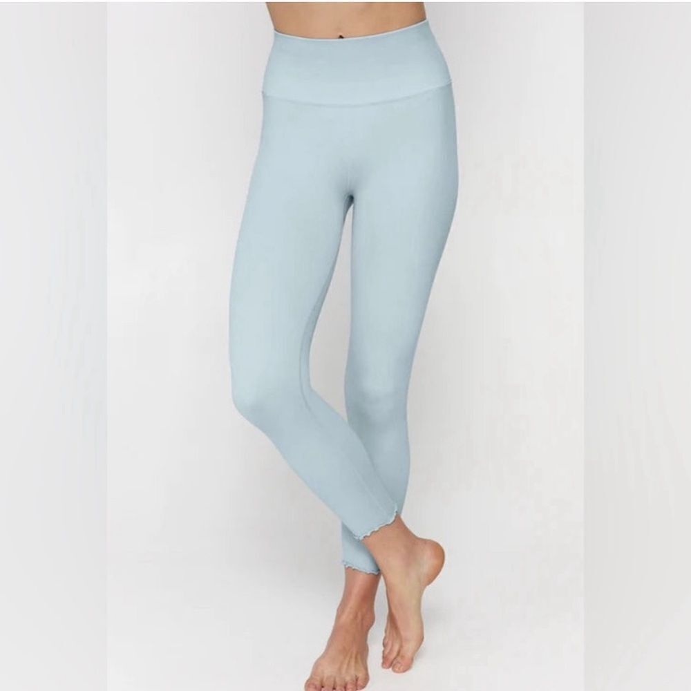 Spiritual Gangster Love Sculpt 7/8 Ruffle Lettuce Hem Pastel Blue Legging- XS/S